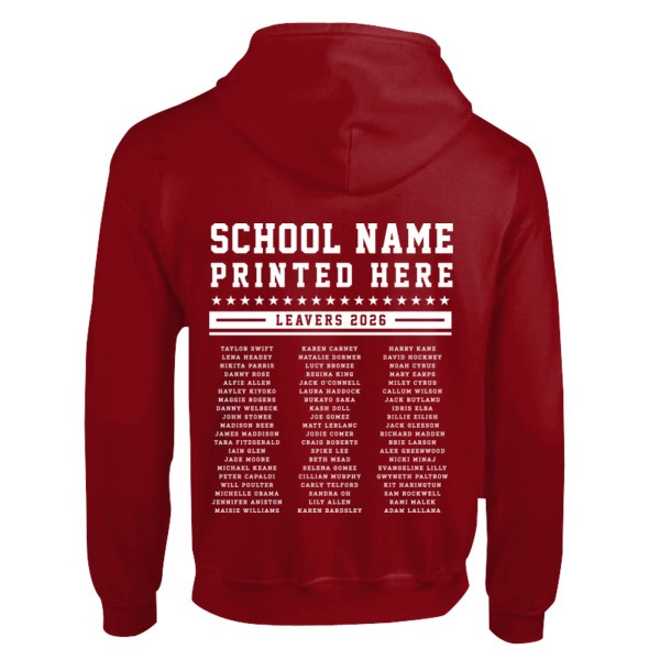 School Leavers hoodie back design example 3